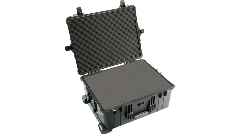 Pelican 1610 Waterproof 25x20x12in Transport Case, Black w/Wheels, Foam