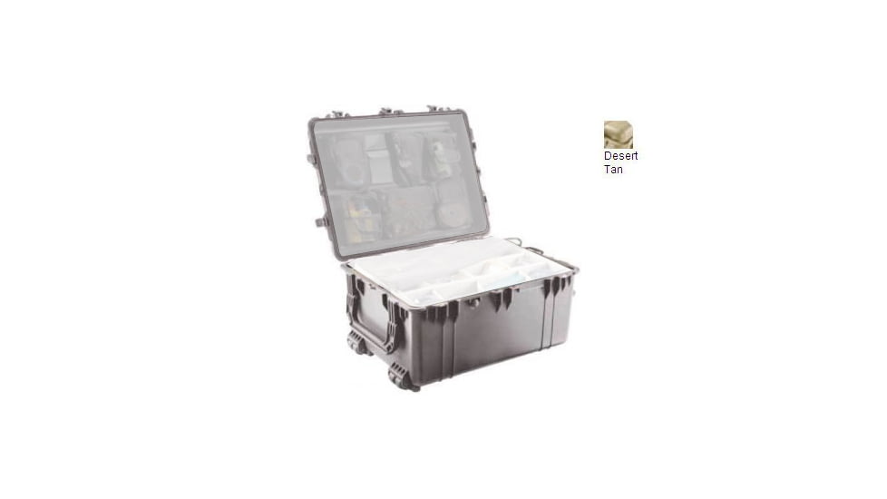Pelican 1630 Protector Large Watertight 31x24x17in Case, Desert Tan w/ Wheels, No Foam - 1630NF
