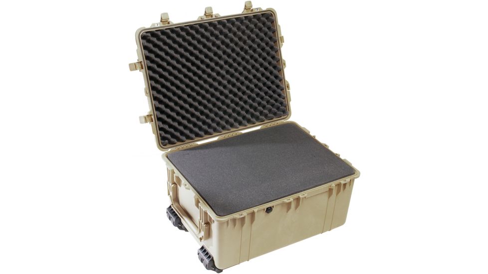 Pelican 1630 Protector Large Watertight 31x24x17in Case, Desert Tan w/ Wheels, Foam 1630-000-190