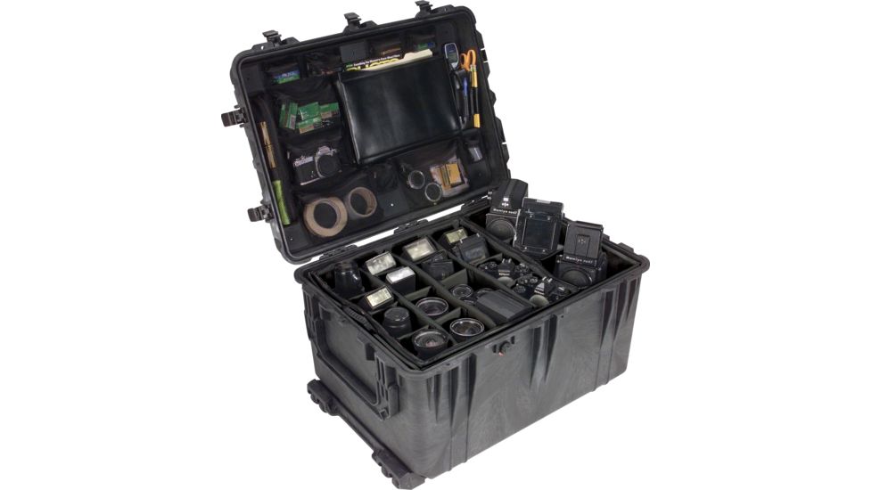 Pelican 1660 Large Protector Watertight Hard Case, Black w/ Liner &amp; Padded Dividers 1660-024-110