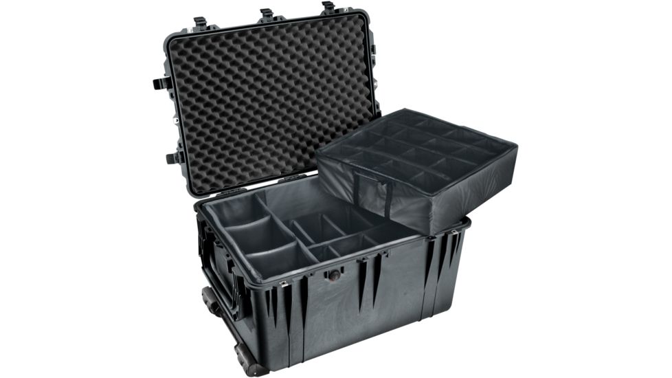 Pelican 1660 Large Protector Watertight Hard Case, Black w/ Liner &amp; Padded Dividers 1660-024-110