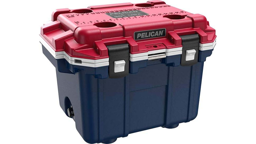 Pelican 30Q5BLUREDWHT Personal Cooler Elite Red/White/Blue Polypropylene 30 QT