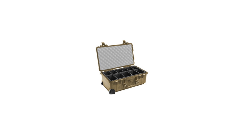 Pelican 1510 Carry On 22x13x9in Wheeled Protector Case, Desert Tan w/Padded Dividers 1510-004-190