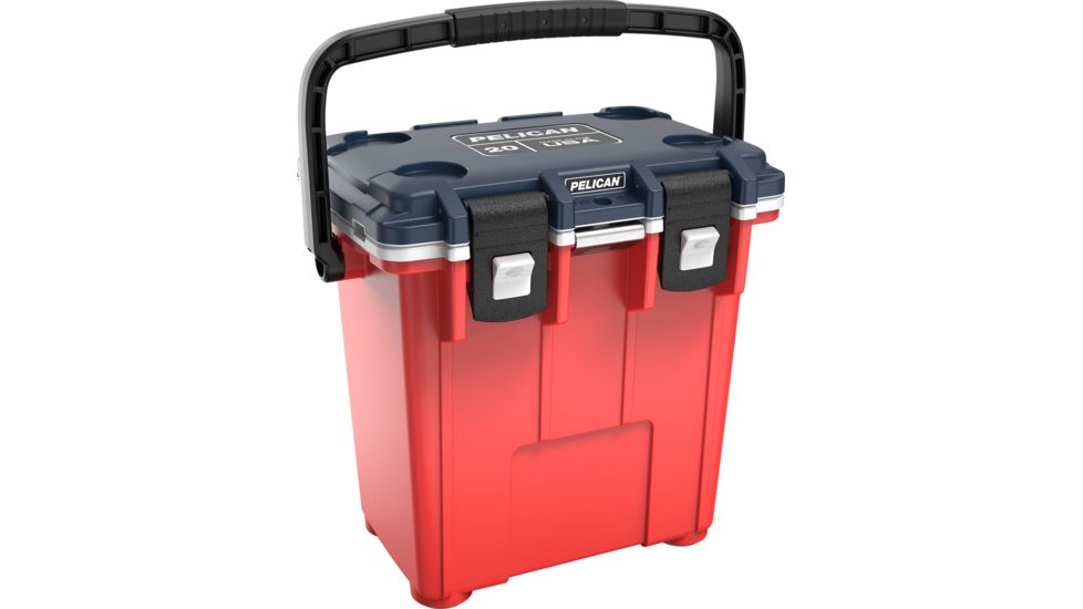 Pelican 20QT Elite Cooler, Red/White/Blue, Body Red, 20Q-5-REDBLUE-WHT