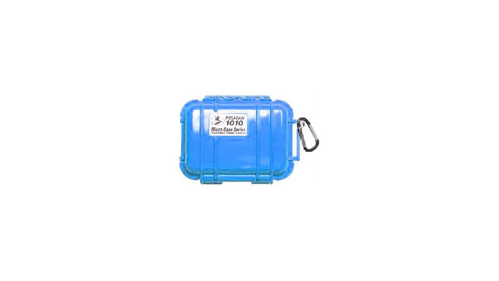Pelican 1010 Micro Water/Crushproof Dry Box, 5.43x4.06x2.12in - Solid Blue w/Carabiner