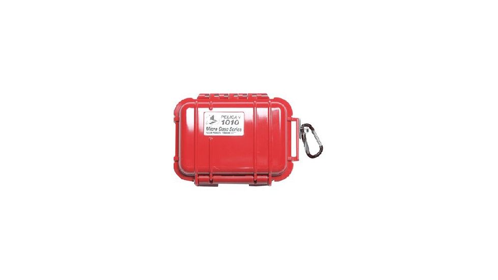 Pelican 1010 Micro Water/Crushproof Dry Box, 5.43x4.06x2.12in - Solid Red w/Carabiner