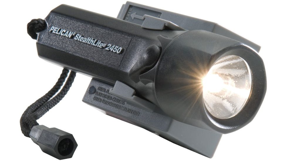 Pelican StealthLite Rechargeable 2450DCF Black Flashlight with 12 Volt DC Adapter