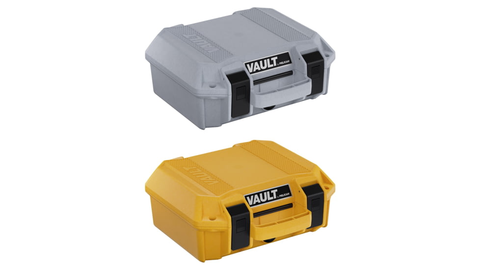 Pelican V100C Equipment Case, Ghost Gray, Yellow