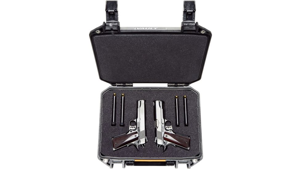 Pelican VAULT V200 Case, Medium Pistol, 14x10x5.5 inch Internal, 15.41x13.08x6.16 inch External Dimension, Black, VCV200-0000-BLK