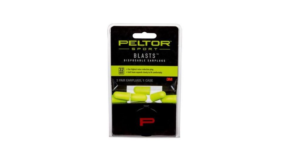 Peltor Sport Blasts Disposable Earplugs,Neon Yellow,80 pr/pk,Clam 97082-PEL-6C