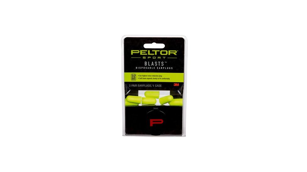 Peltor Sport Blasts Disposable Earplugs, 3Pair Pack Neon Yellow, 10/Case 97080-10C