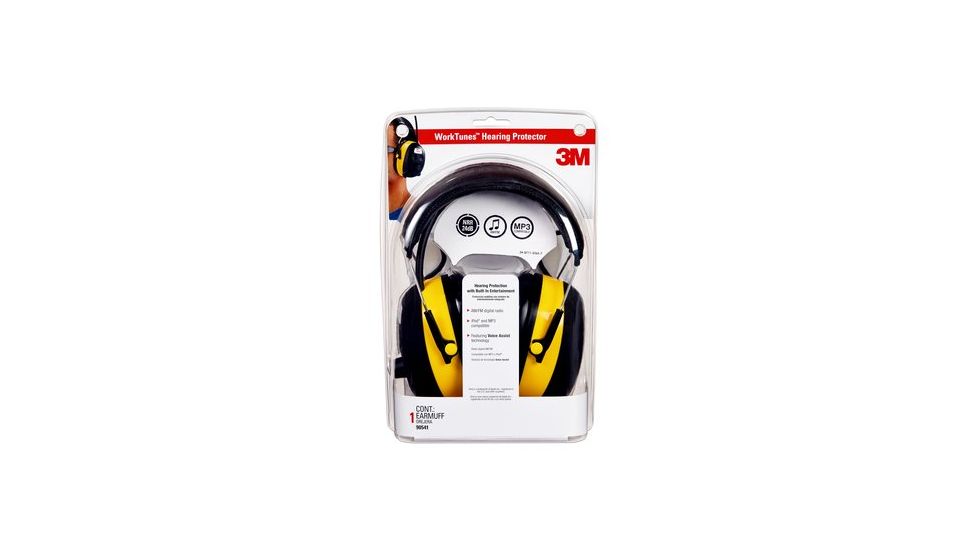 Peltor WorkTunes Hearing Protector With Digital Tuning Yellow/Black,Display 90541-12D