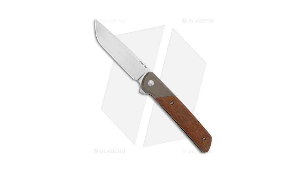 Pena Knives La Carolina Folding Knife, 3.75in, CPM 154 Steel, Drop Point Blade, Micarta, Titanium Brown/Gray Handle, Steel/Brown/Gray, 8.50in, BHQ-207844
