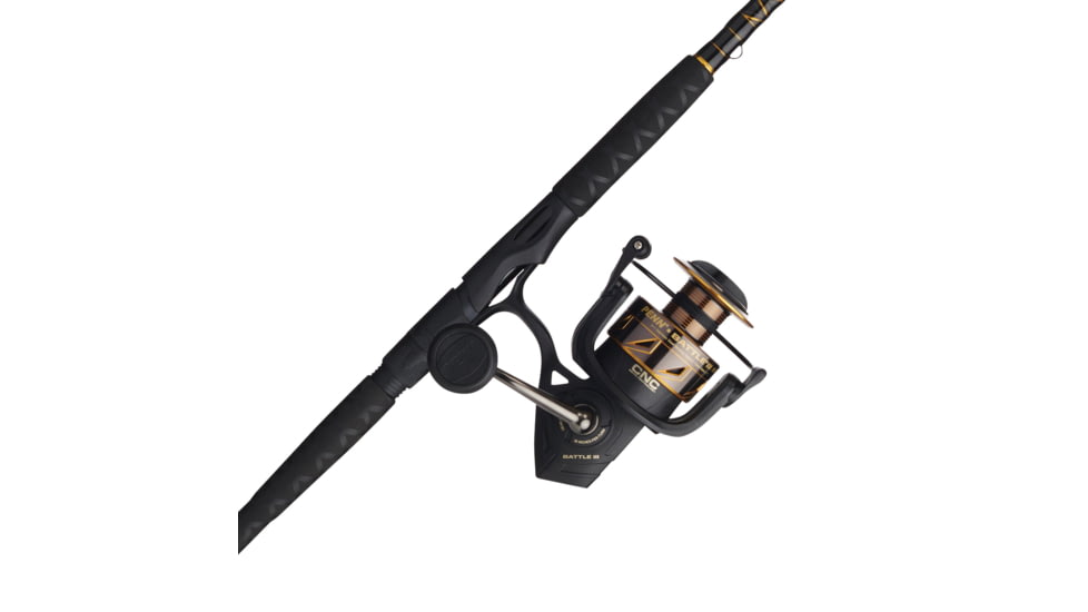 Penn Fishing Battle III Combo, 4.7/1, Right/Left, 8000, 10ft. Rod Length, Heavy Power, Moderate Fast Action, 2 Pieces Rod, Black/Gold, BTLIII8000102H
