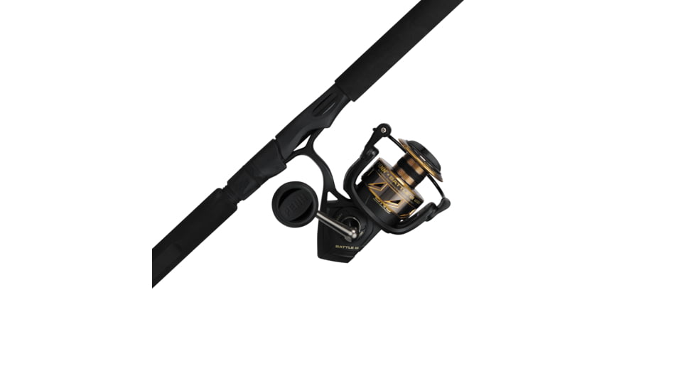 Penn Fishing Battle III Combo, 5.6/1, Right/Left, 6000, 6ft. 6in. Rod Length, Medium Heavy Power, Fast Action, 1 Piece Rod, Black/Gold, BTLIII6000661JG