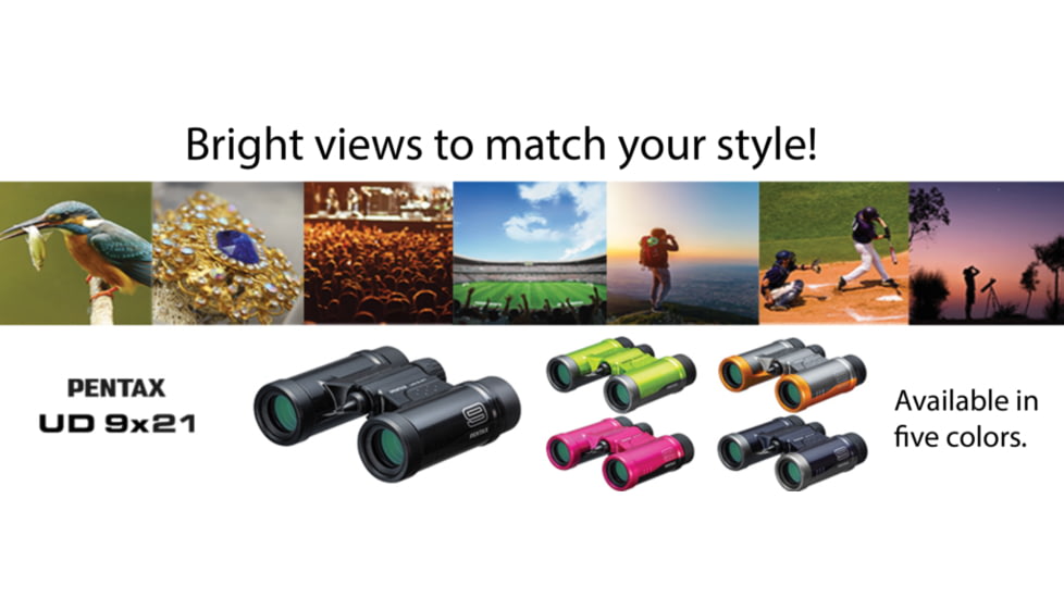 Pentax UD 9 X 21mm Black Compact Roof Prism Binoculars, Black, Medium, 61811