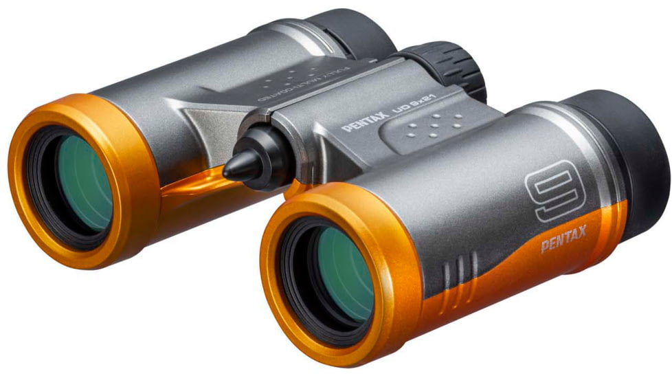 Pentax UD 9 X 21mm Black Compact Roof Prism Binoculars, Grey Orange, Medium, 61814