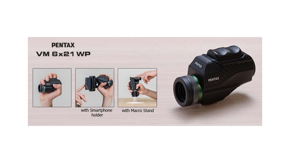 Pentax VM 6 X 21mm WP Palm-Fit Monocular, Black, Small, 63620