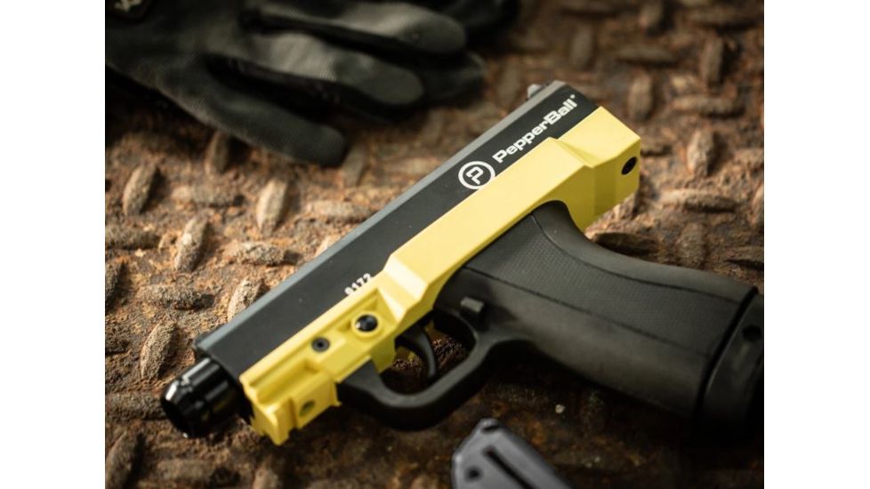 PepperBall TCP Launcher Consumer Kit, Tactical Compact Pistol Launcher, Two 6-Round Magazines, Hardcase, Yellow/Black, 769-03-0212