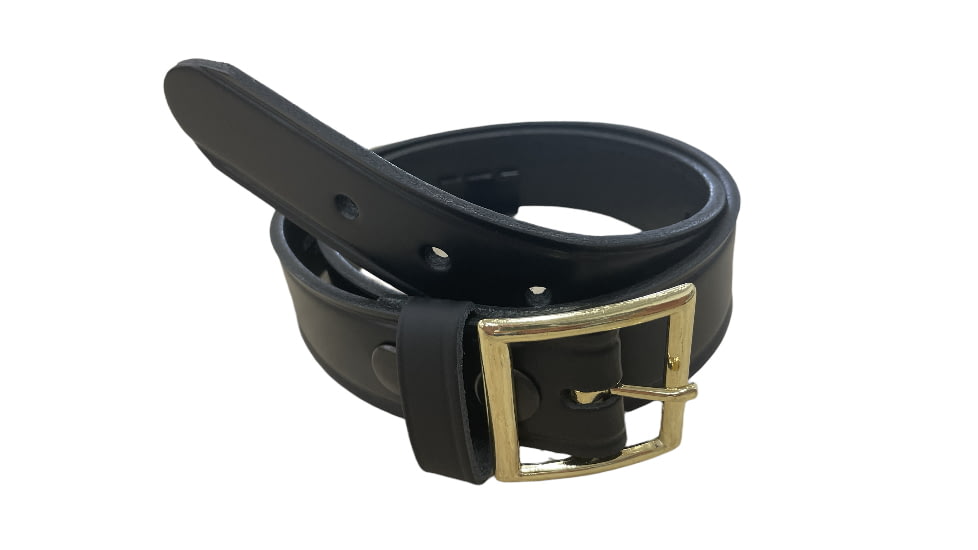 Perfect Fit 1.5in Garrison Belt, Plain, Brass Plated Buckle, Black, 28in Waist, 5000-BP-28