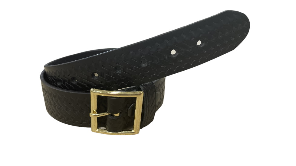 Perfect Fit 1.75in Garrison Economy Belt, Basket Weave, Brass Plated Buckle, Black, 28in Waist, 6001-BW-BP-28