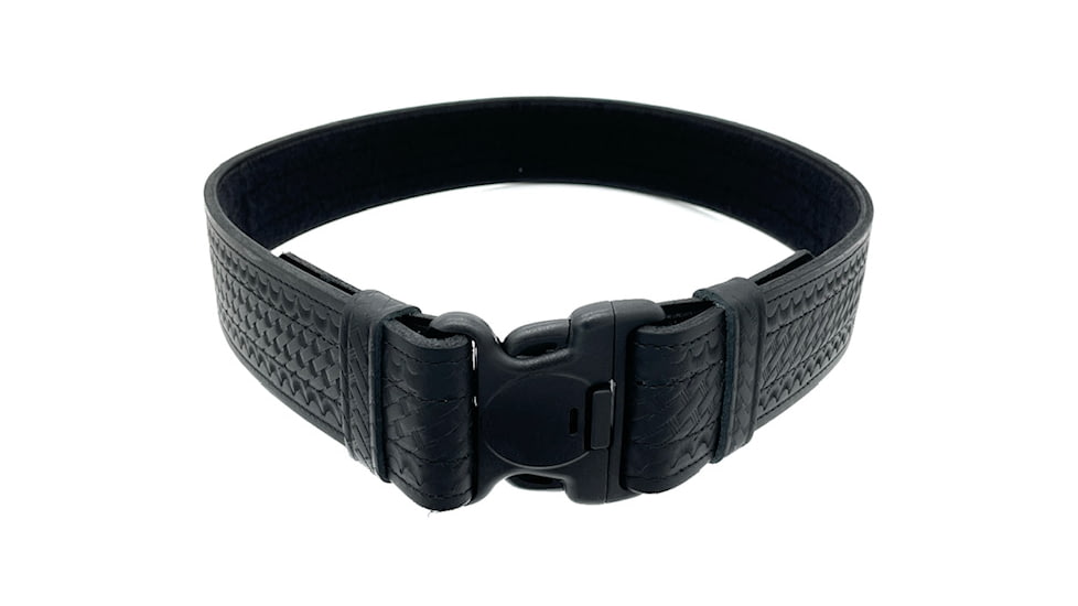 Perfect Fit 4 Stitch Duty Belt w/ Full Hook Lining &amp; Cop Lock Buckle, Basket Weave, Black, Large, 8004-BW-LG