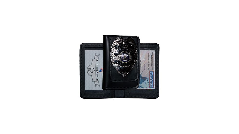 Duty Leather Double ID Case w/ Badge Flap - 3.00''x5.00''
