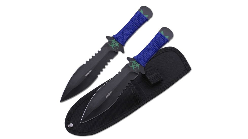 Perfect Point Tactical, 7.5in, Stainless Steel Blade, Blue Cord Wrapped Stainless Steel Handle PP-098-2BL