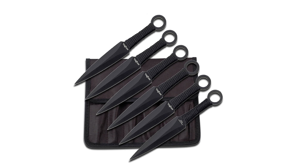 Perfect Point Throwing Knives, Pack of 6, Stainless Steel, Black Cord Wrapped Handle, RC-086-6