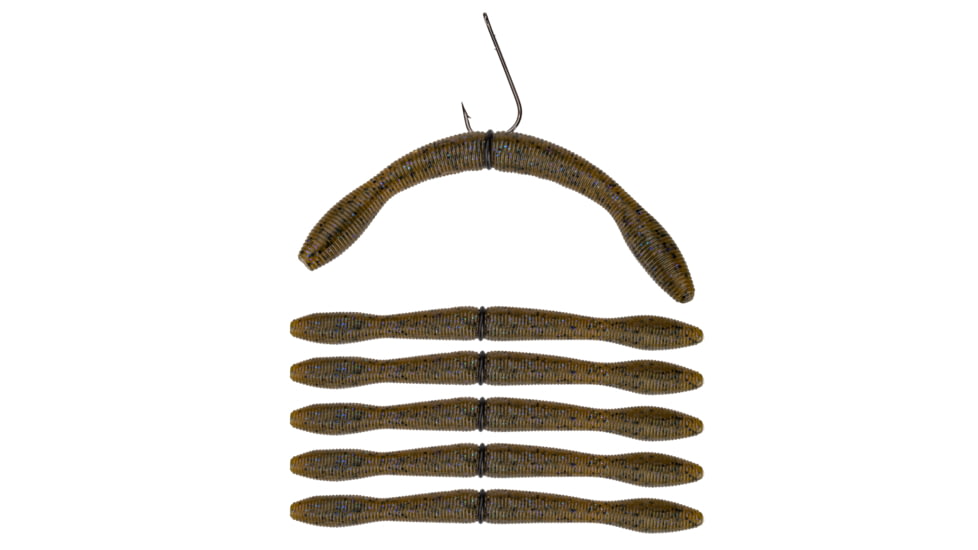 Perfection Lures Dudleys 13-Piece Pre-Rigged Wacky Worm Kit, Green Pumpkin Violet, DDWACKYKIT