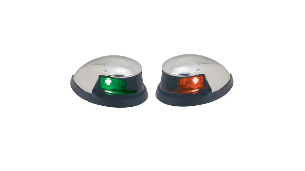 Perko Horizontal Mount Side Lights, Chrome Plated Zinc, Pair, Red/Green, 0648DP0CHR
