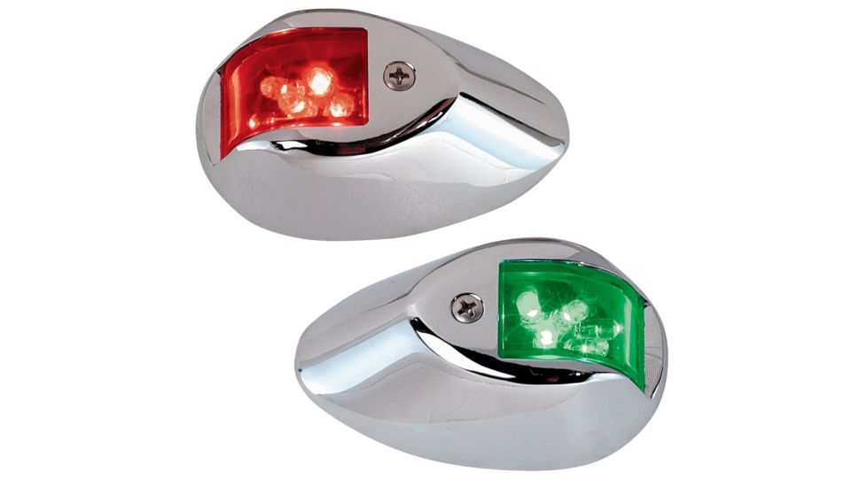 Perko LED Side Lights w/ Housing, 24V, Chrome Plated Housing, Red/Green, 0602DP2CHR
