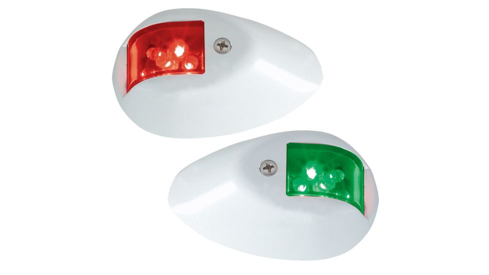 Perko LED Side Lights w/ Housing, 24V, White Epoxy Coated Housing, Red/Green, 0602DP2WHT
