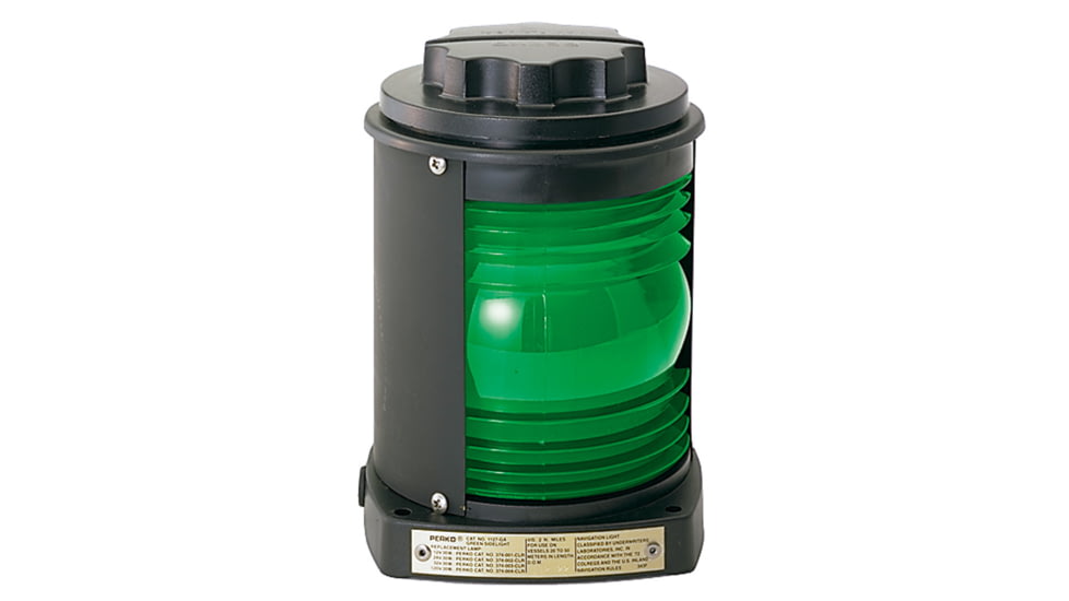 Perko Black Plastic Side Light, Green Lens, 1127GA0BLK