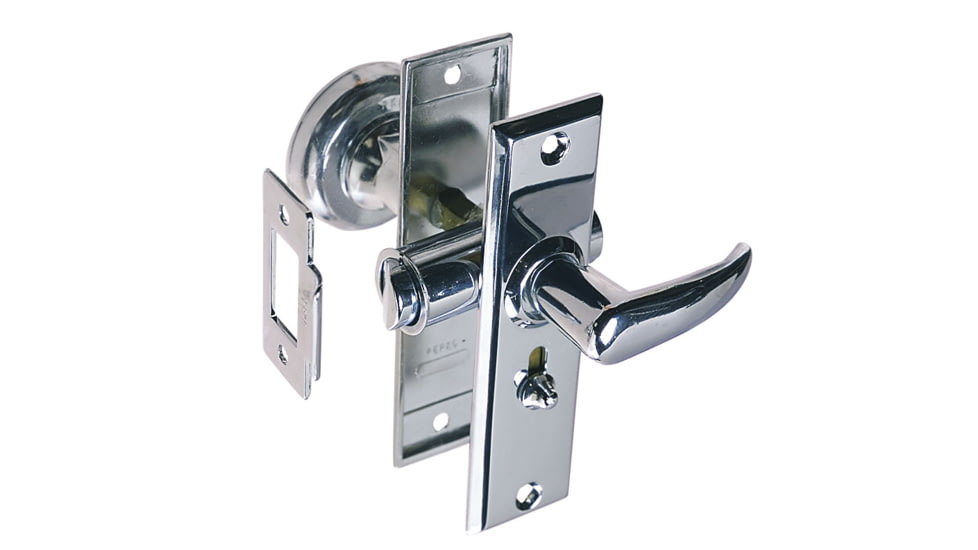 Perko Tubular Latch Set w/ Sliding Lock Button, 0567DP0CHR