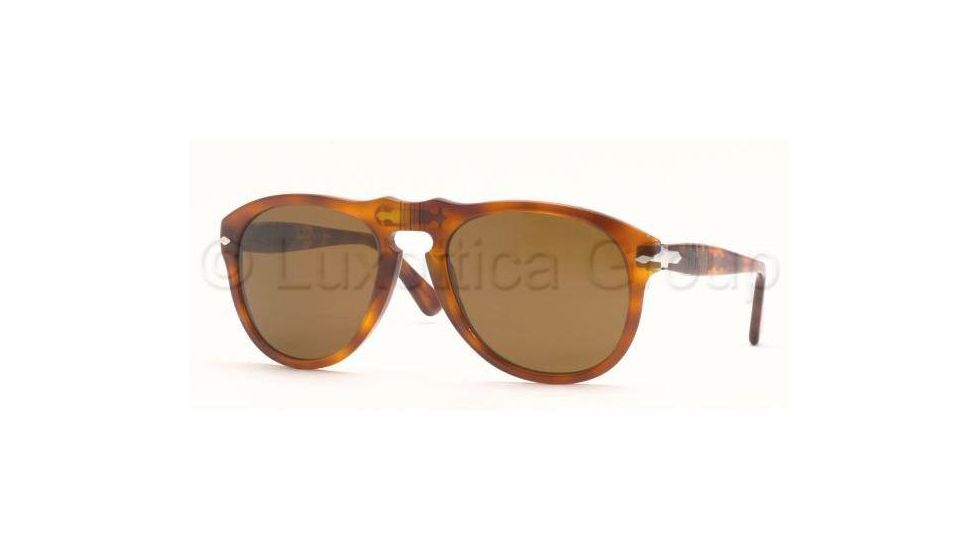 Persol PO0649 Single Vision Prescription Sunglasses PO0649-96-33-5220 - Lens Diameter: 52 mm, Frame Color: Light Havana