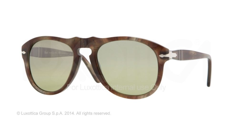 Persol PO0649 Prescription Sunglasses PO0649-972-83-54 - Lens Diameter 54 mm, Frame Color Beige Striped Brown