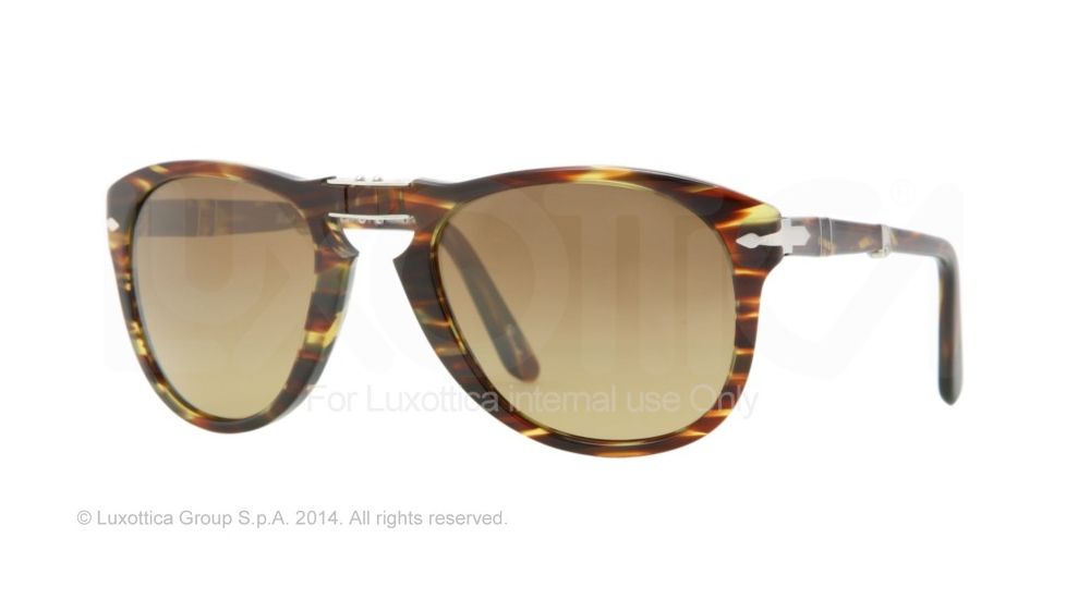 Persol PO0714 Progressive Prescription Sunglasses PO0714-938-81-54 - Lens Diameter 54 mm, Frame Color Green Striped Brown