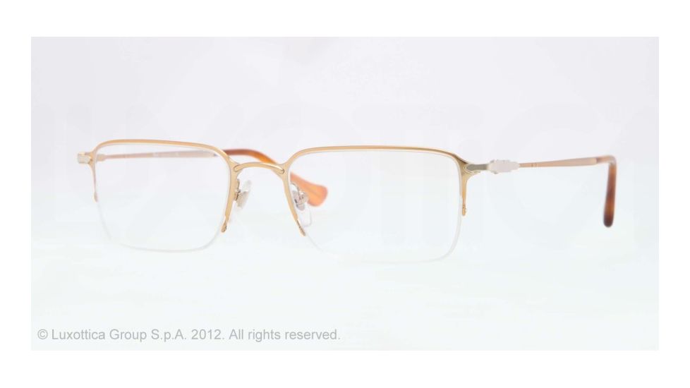 Persol PO2427V Single Vision Prescription Eyeglasses 1054-52 - Gold Frame, Demo Lens Lenses