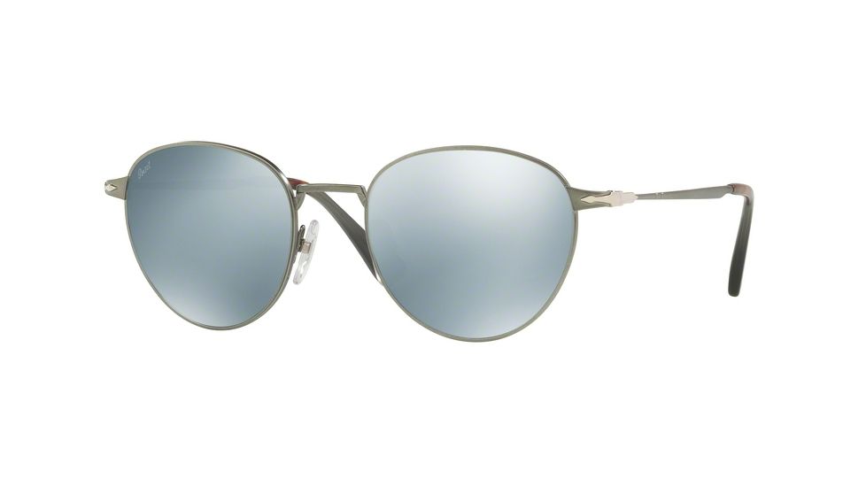 Persol PO2445S Sunglasses 105830-52 - Demi Gloss Gunmetal Frame, Light Green Mirror Silver Lenses