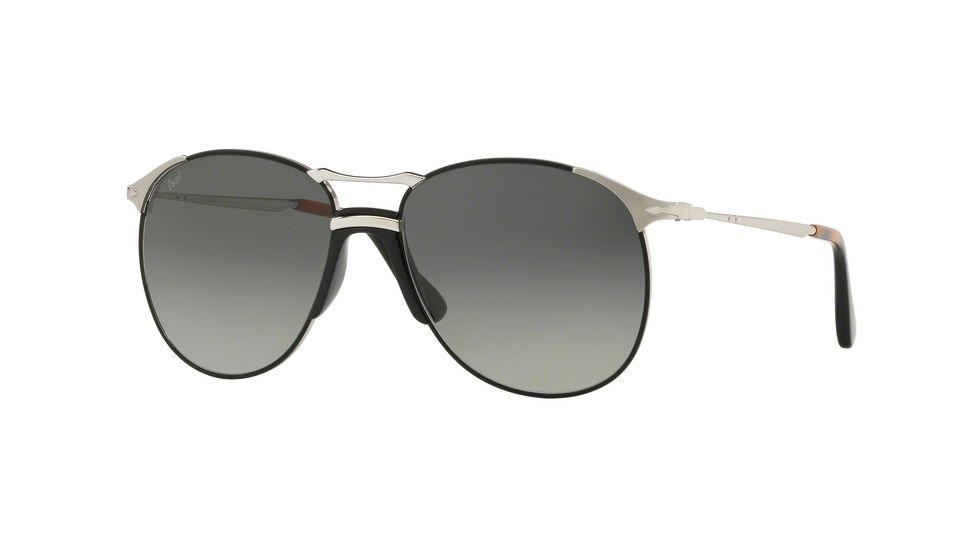 Persol PO2649S Prescription Sunglasses, 55mm, Silver / Black, PO2649S-107471-55-SV