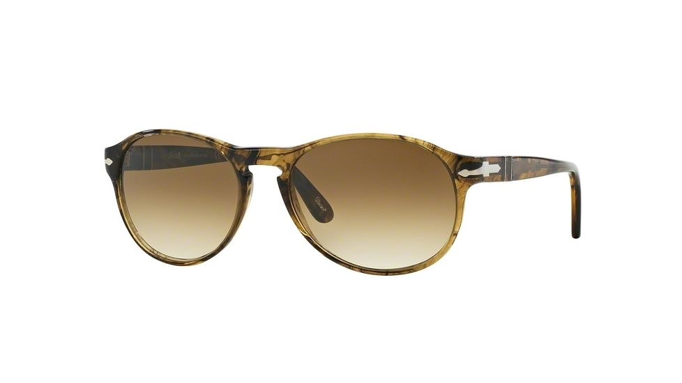 Persol PO2931S Progressive Prescription Sunglasses PO2931S-102151-55 - Lens Diameter 55 mm, Frame Color Light Striped Brown