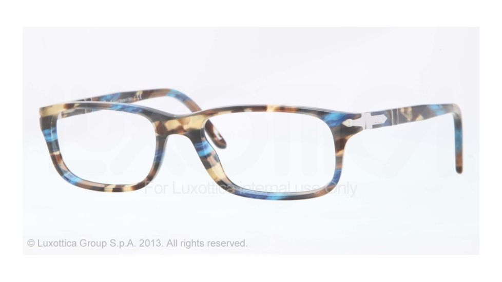 Persol PO3005V Bifocal Prescription Eyeglasses 973-51 - Brown Spotted Blue Frame