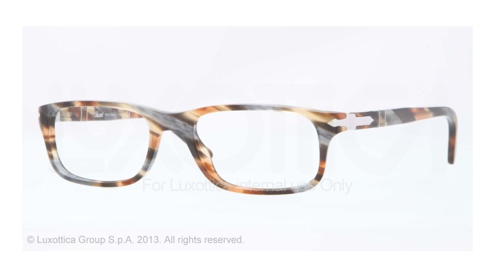 Persol PO3005V Bifocal Prescription Eyeglasses 978-51 - Brown Grey Stripped Frame