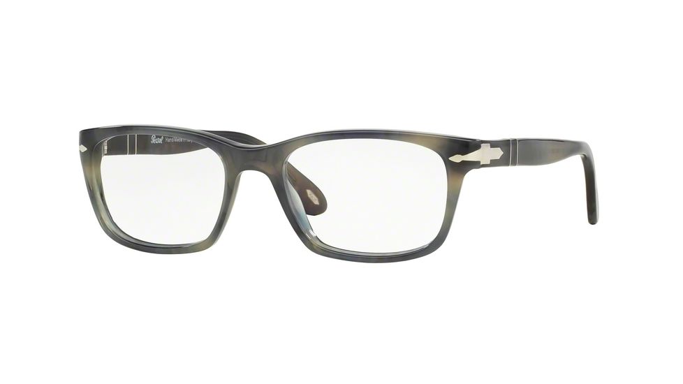 Persol PO3012V Progressive Prescription Eyeglasses 1017-52 - Stripped Grey Havana Frame