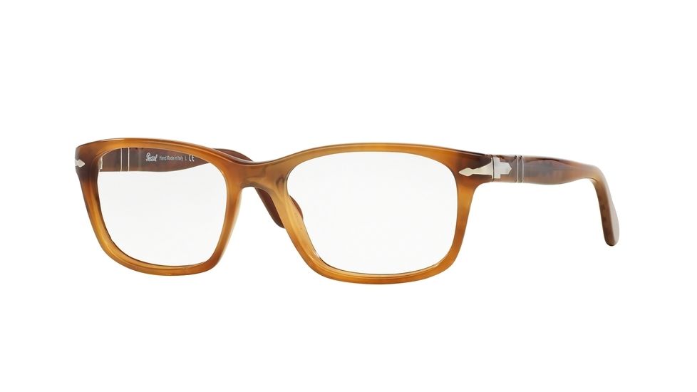 Persol PO3012V Progressive Prescription Eyeglasses 1018-52 - Stripped Light Havana Frame