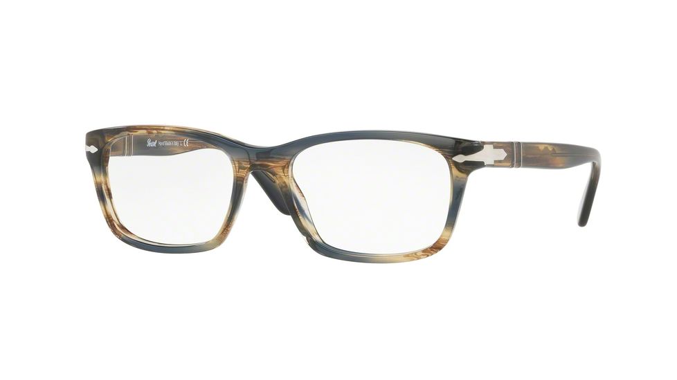 Persol PO3012V Progressive Prescription Eyeglasses 1049-54 - Striped Brown Grey Frame