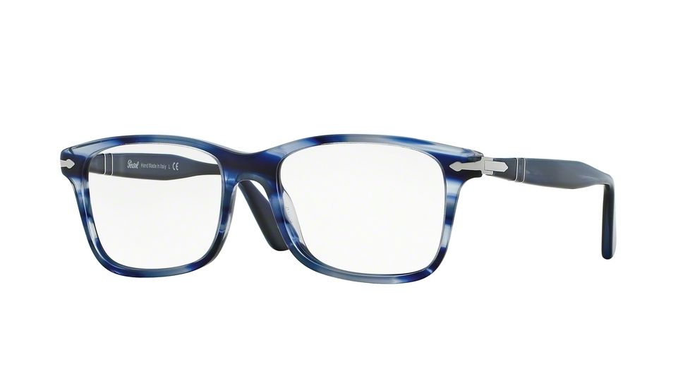 Persol PO3014VM Eyeglass Frames 943-52 - Stripped Blue Frame
