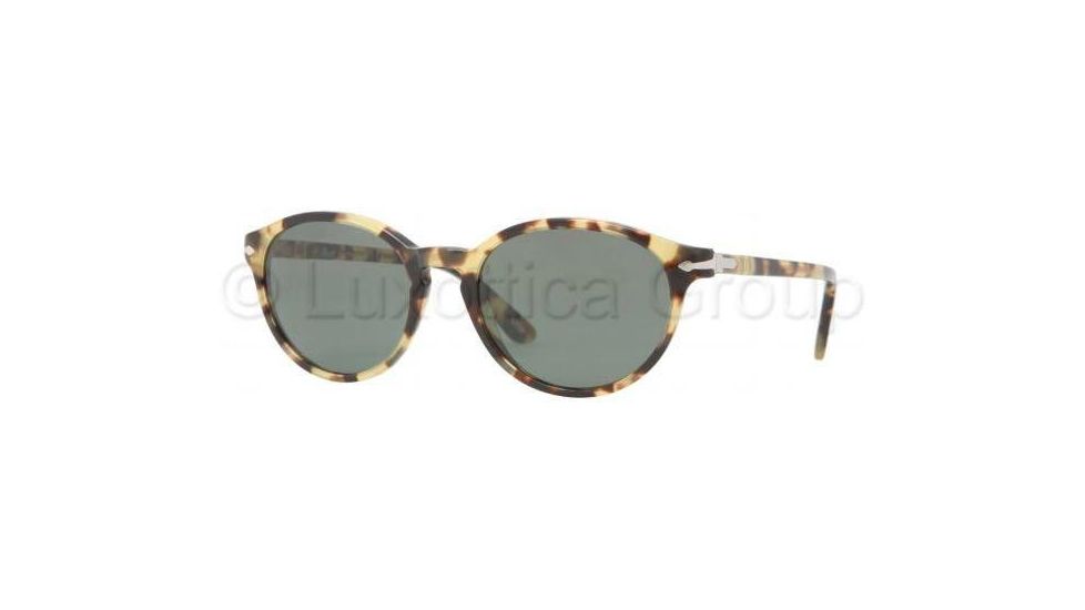 Persol PO3015S Sunglasses 124/31-5118 - Spotted Light Havana Frame, Green Lenses