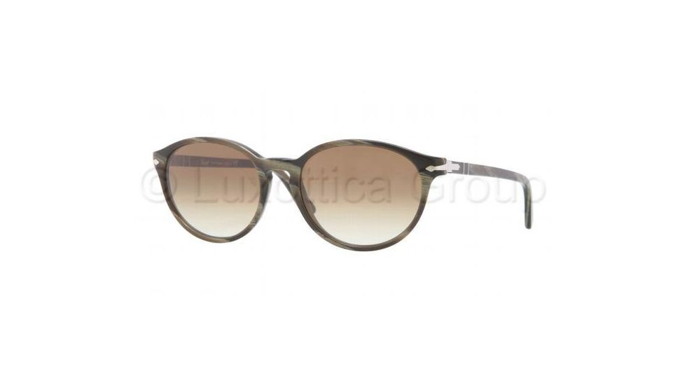 Persol PO3015S Sunglasses 984/51-5118 - Green Horn Frame, Crystal Brown Gradient Lenses